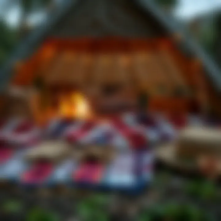 A camping scene with accessories highlighting nature and comfort