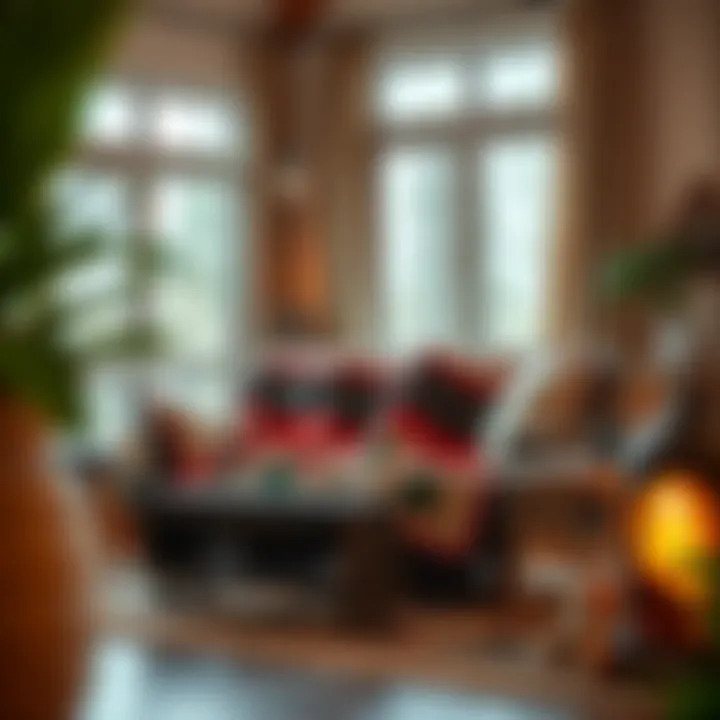 Stylish interior featuring camping themed throw blanket as decor