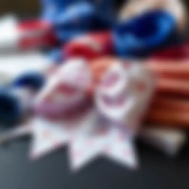 Selection of materials used in cheer bow creation