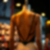 Elegant strappy backless bodysuit showcased on a mannequin