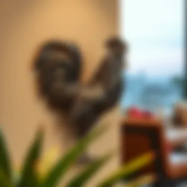 Contemporary metal rooster sculpture enhancing modern interior