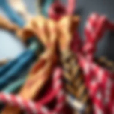 A creative arrangement of various cord hair ties in vibrant colors and patterns, highlighting design diversity