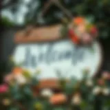 Beautifully designed rustic welcome sign adorned with flowers