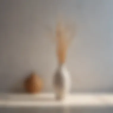 An artistic arrangement of tall reeds in a minimalist floor vase, enhancing a serene atmosphere.