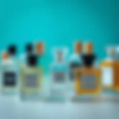 Stylish arrangement of diverse 5 ml perfume bottles