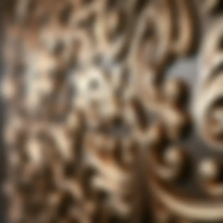 Close-up of intricate metallic wall decal designs showcasing craftsmanship