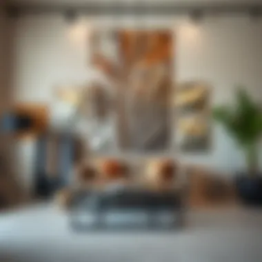 Variety of metallic wall decals displayed in a design studio