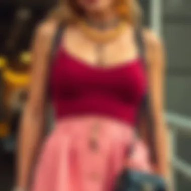 Accessories that complement high waisted skirts and crop tops