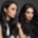 Diverse types of black hair extensions displayed elegantly