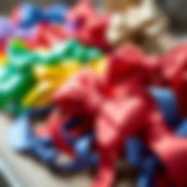 Vibrant Ribbons for Bow Creations Colorful ribbons prepared for bow making
