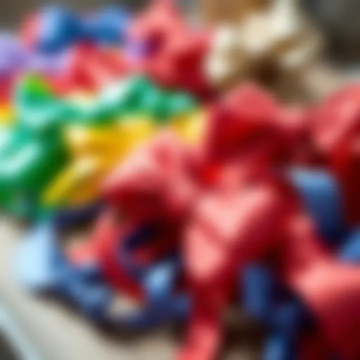 Vibrant Ribbons for Bow Creations Colorful ribbons prepared for bow making