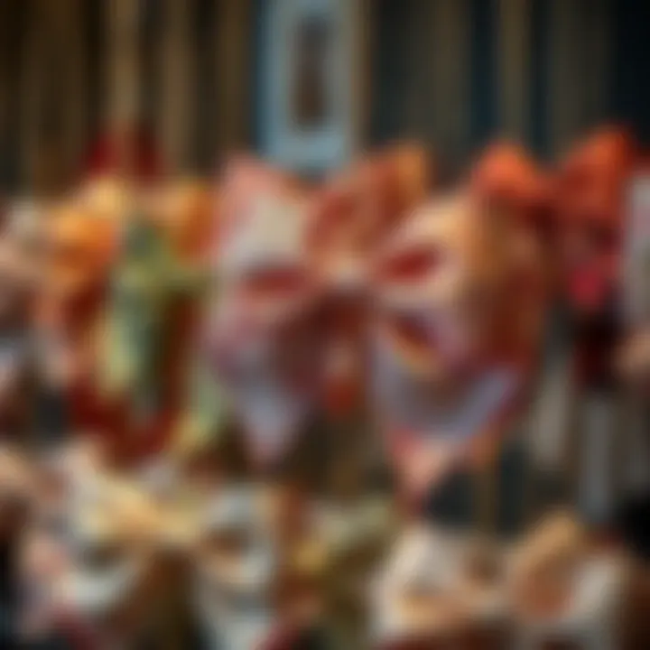 Artistic Display of Finished Bows Finished bows displayed artistically