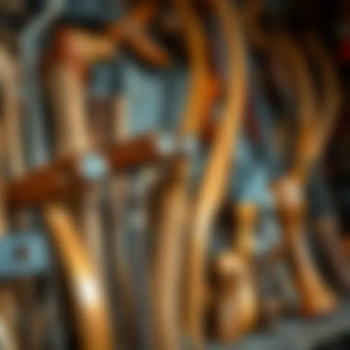 Diversity of Bow Making Tools A variety of bow making tools lined up for crafting