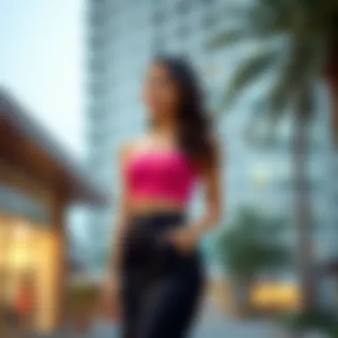 Stylish crop top in a solid color paired with a high waisted skirt