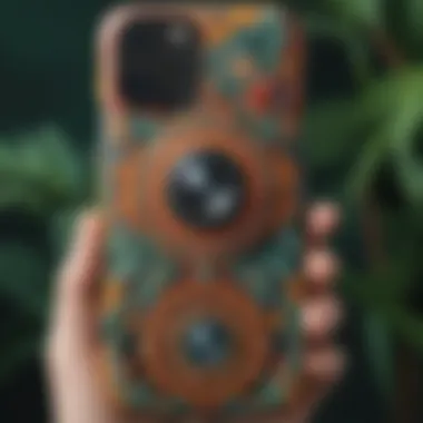 Close-up of a sustainable boho phone case made from eco-friendly materials