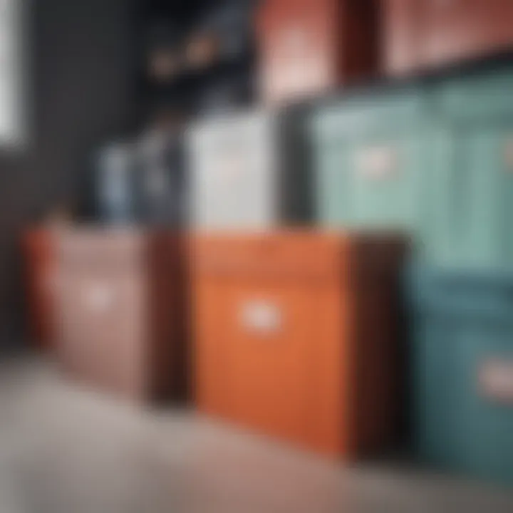 An assortment of decorative storage bins with lids, highlighting their versatility for closet usage.