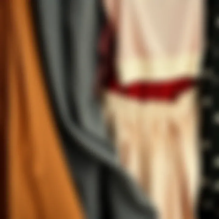 Variety of fabrics showcasing high waisted skirts and crop tops