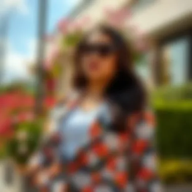 Confident individual wearing a floral blazer outdoors