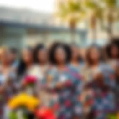 Diverse group showcasing floral blazers in various settings