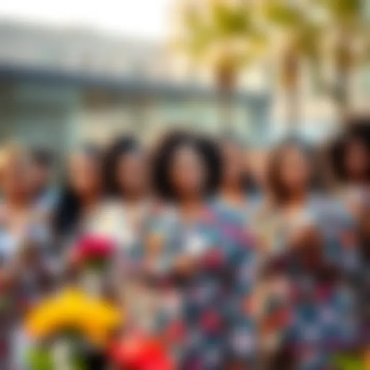 Diverse group showcasing floral blazers in various settings