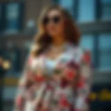 Elegant floral print blazer styled with accessories