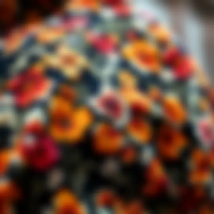 Close-up of intricate floral patterns on a blazer