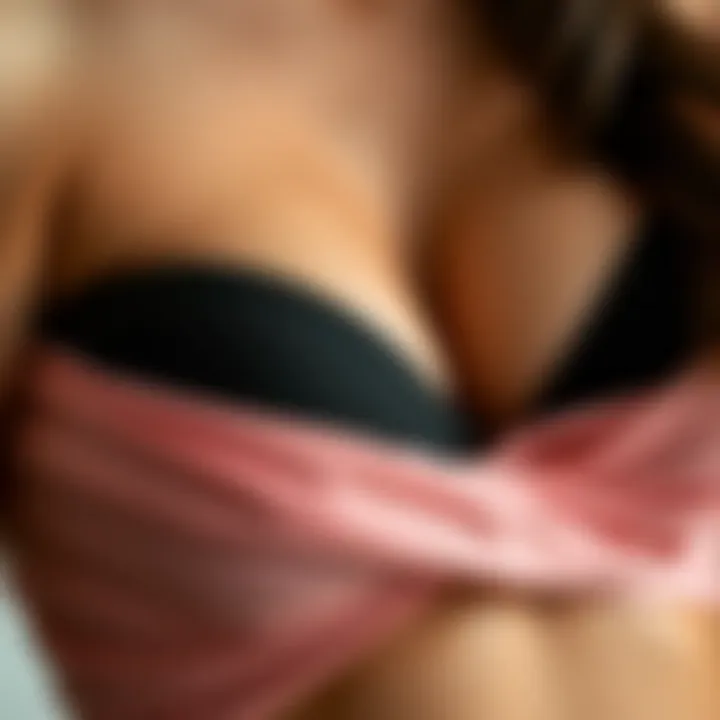 Close-up of soft materials used in front closing strapless bras