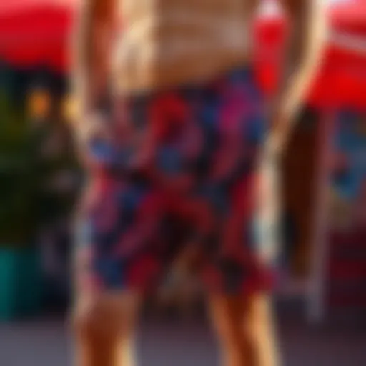 Elegant paisley print shorts in a vibrant setting