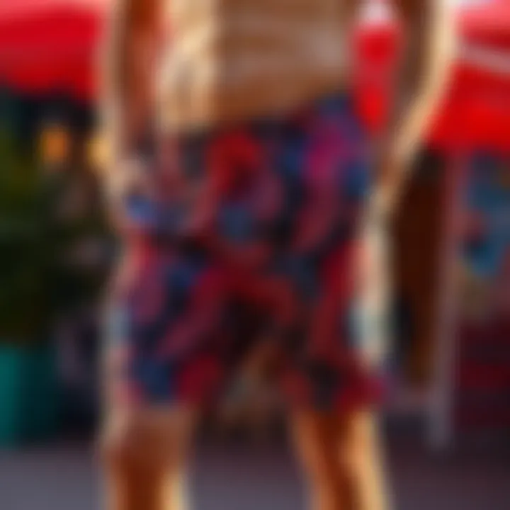 Elegant paisley print shorts in a vibrant setting