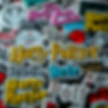 An array of colorful Harry Potter stickers showcasing different fonts and styles