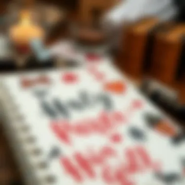 A stylishly decorated notebook adorned with Harry Potter lettering stickers