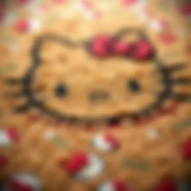 Close-up of the Hello Kitty door mat's intricate design