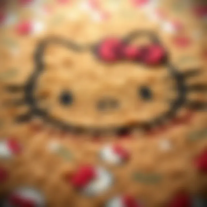 Close-up of the Hello Kitty door mat's intricate design