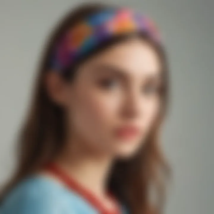 Vintage tie-dye headband adding flair to a look