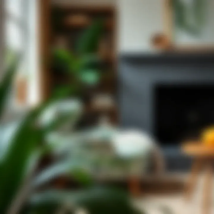 A cozy living space adorned with a leaf print chair