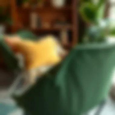 Close-up of sustainable materials used in leaf print chairs