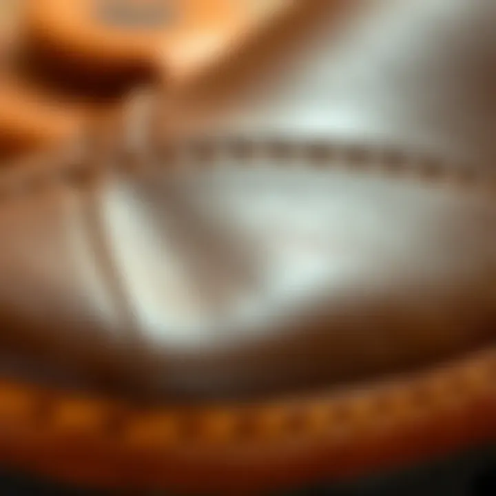 Close-up of high-quality leather used in closed-toe slides