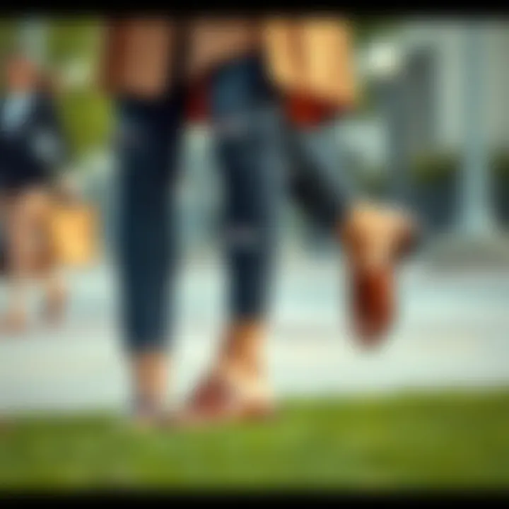 Stylish outfit featuring closed-toe leather slides