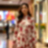 Elegant long sleeve dress in floral pattern