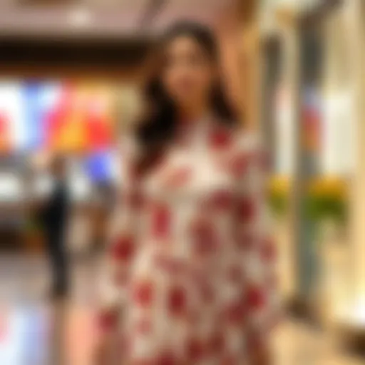 Elegant long sleeve dress in floral pattern