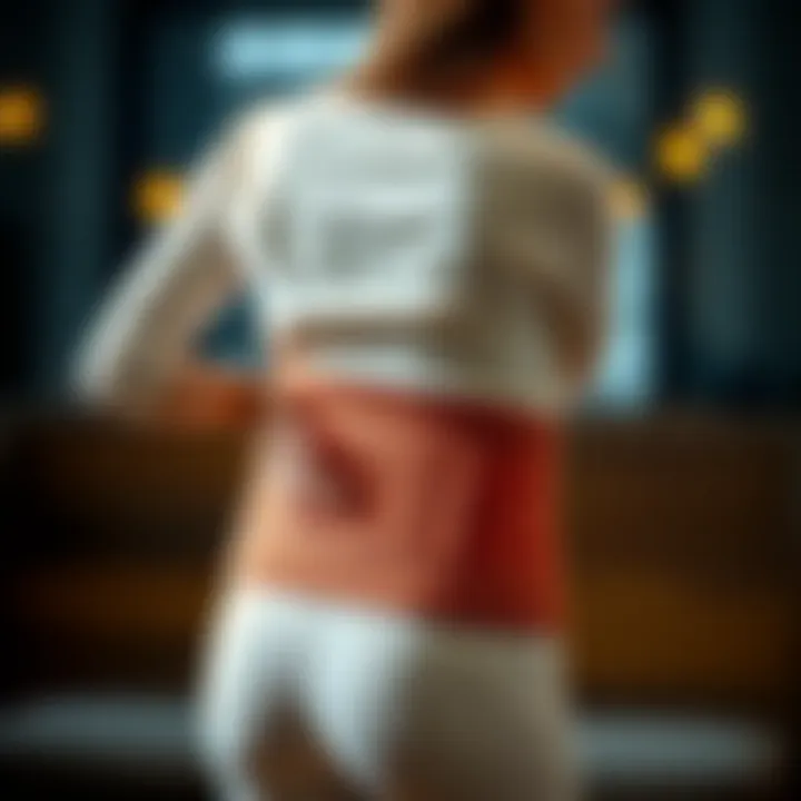 Demonstration of proper usage of a lower back support belt