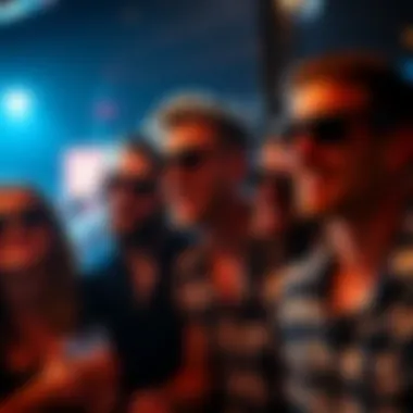 Group of friends enjoying a party wearing sunglasses
