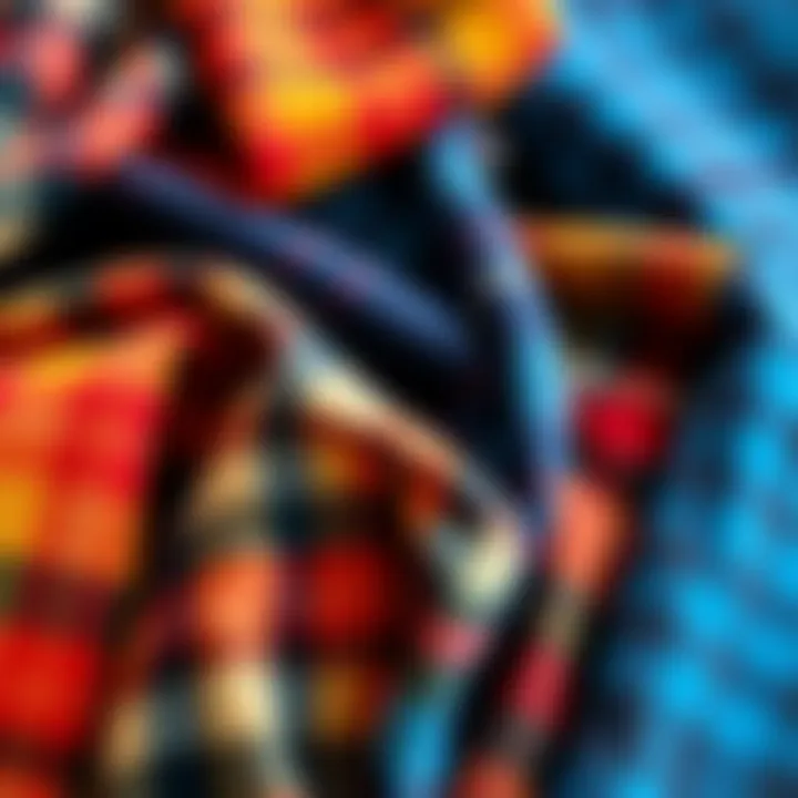 Vibrant multicolor flannel fabric swatches showcasing various patterns