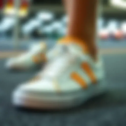 Showcasing non-slip skate shoes on a textured surface