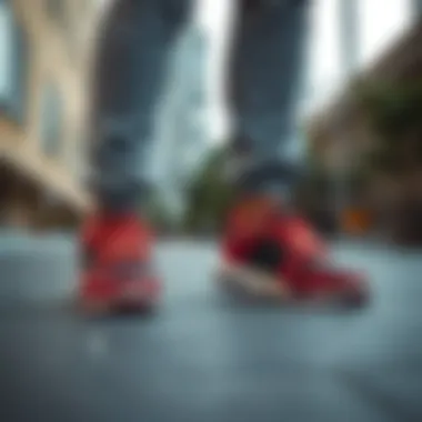 Stylish non-slip skate shoes in an urban setting