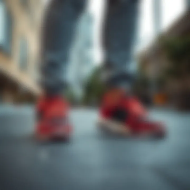 Stylish non-slip skate shoes in an urban setting