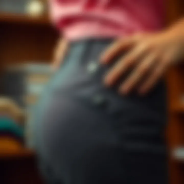 Illustration of a waistband adjustment using button extensions