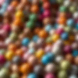 A variety of colorful round clay beads displayed elegantly