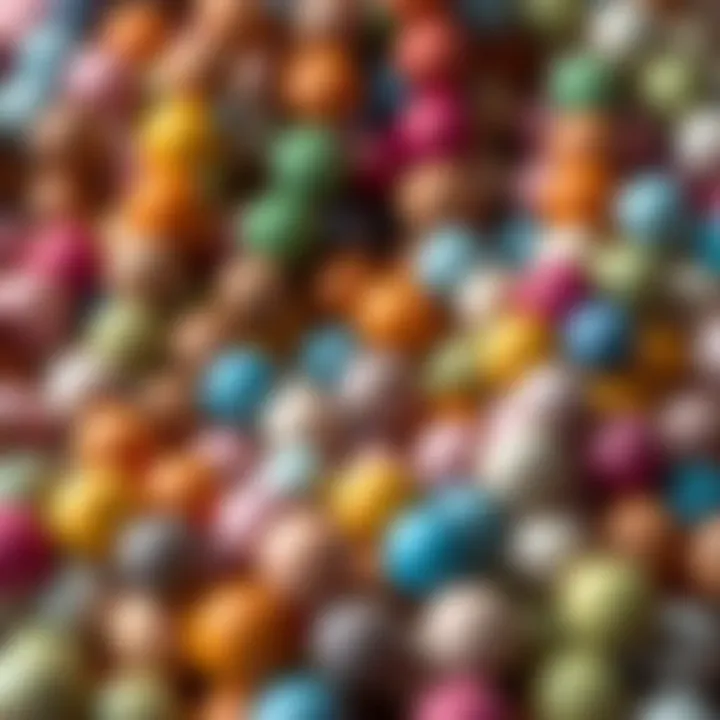 A variety of colorful round clay beads displayed elegantly