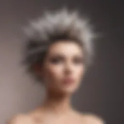 A stylish short spiky wig displayed on a mannequin